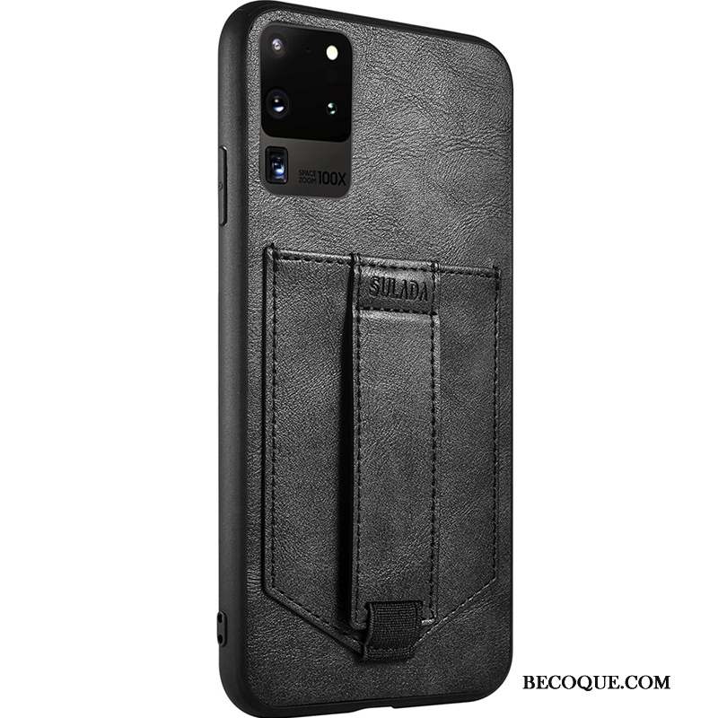 Samsung Galaxy S20 Ultra Coque Anneau Cuir Support Fluide Doux Personnalité Créatif