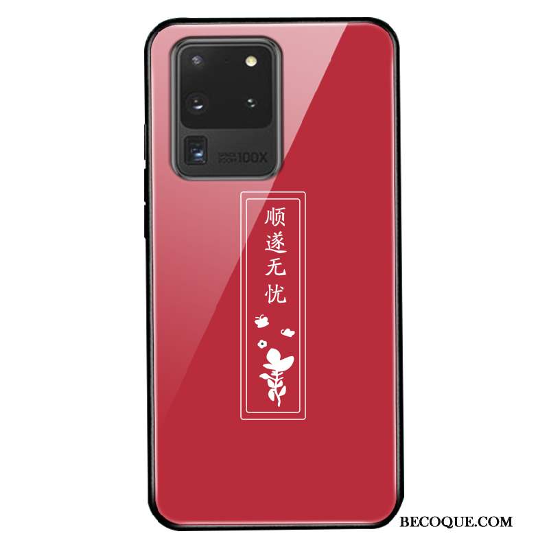 Samsung Galaxy S20 Ultra Coque Personnalité Protection Personnalisé Fluide Doux Verre Rouge