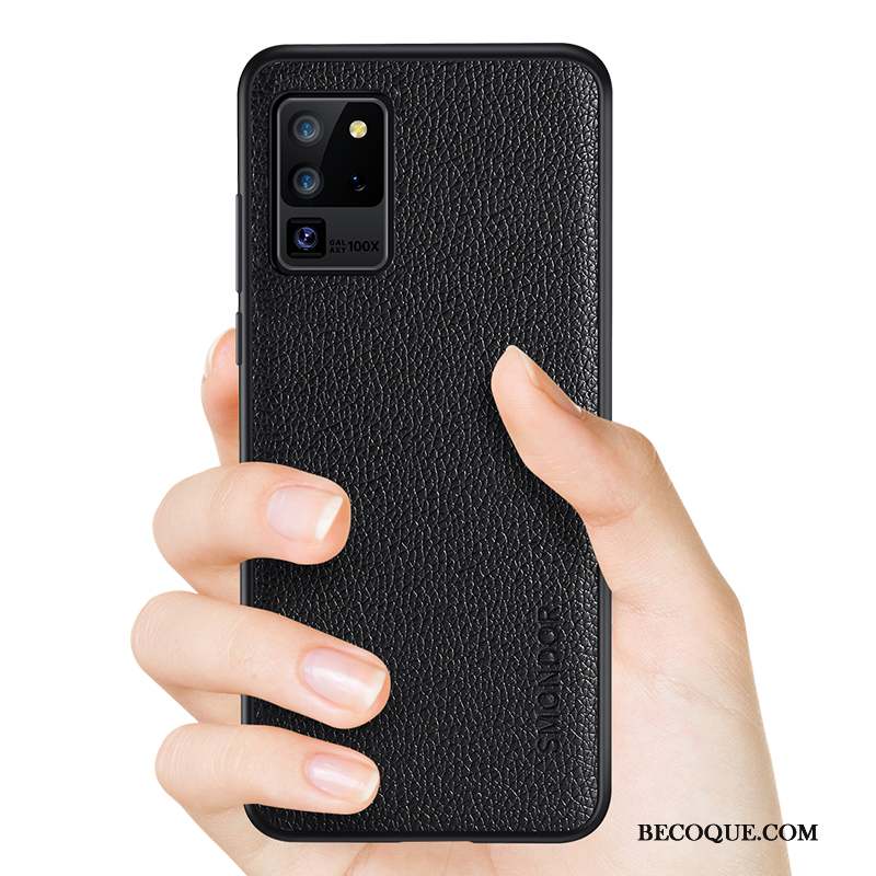 Samsung Galaxy S20 Ultra Fluide Doux Étui Coque De Téléphone Transparent Noir Verre