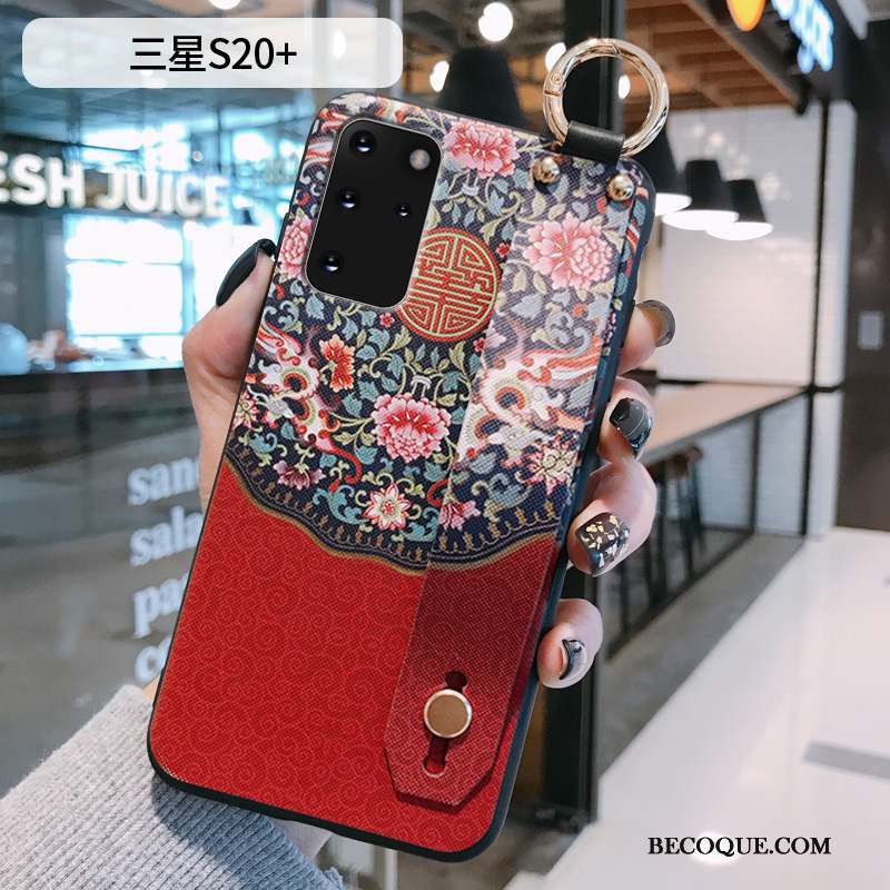 Samsung Galaxy S20+ Vintage Support Rouge Coque De Téléphone Nouveau Style Chinois