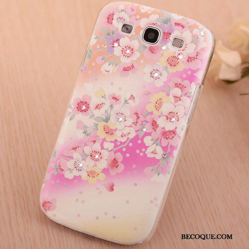 Samsung Galaxy S3 Étui Peinture Strass Rose Tendance Coque