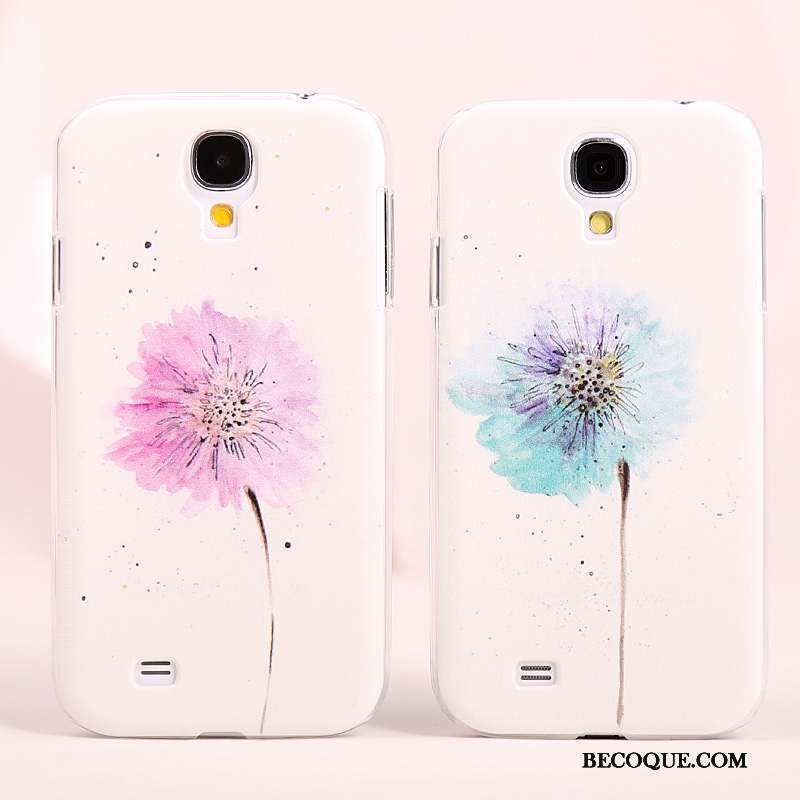 Samsung Galaxy S4 Coque De Téléphone Peinture Jaune Fleurs Étui Délavé En Daim