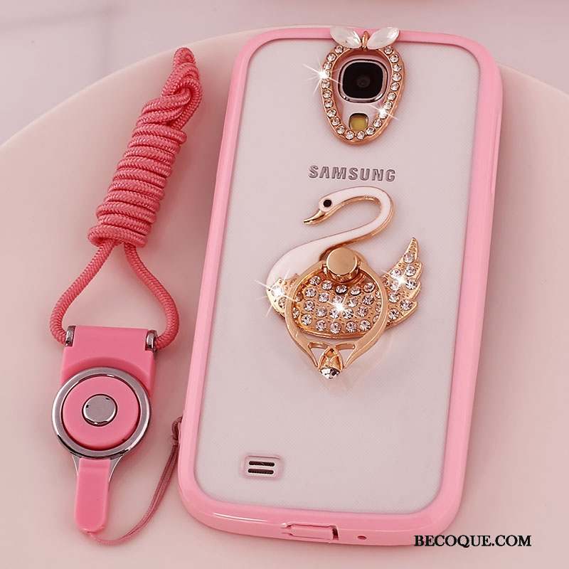 Samsung Galaxy S4 Coque Étui Silicone Protection Rose Transparent Ornements Suspendus