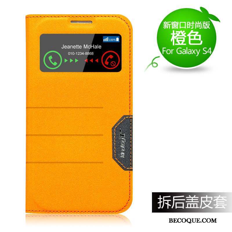 Samsung Galaxy S4 Téléphone Portable Étui En Cuir Orange Coque De Téléphone Protection Nouveau