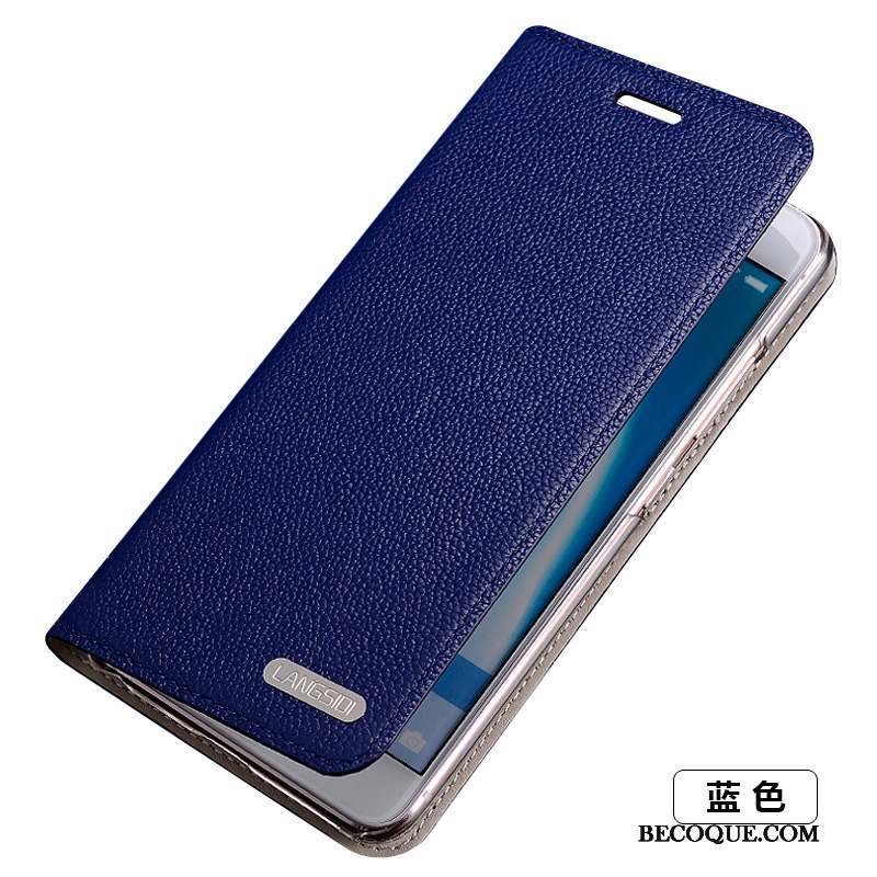 Samsung Galaxy S5 Coque De Téléphone Clamshell Bleu Protection Cuir Véritable Étui