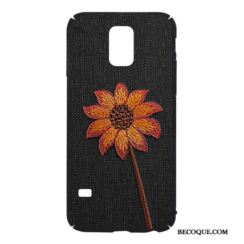 Samsung Galaxy S5 Coque De Téléphone Délavé En Daim Noir Tout Compris Étui Personnalité