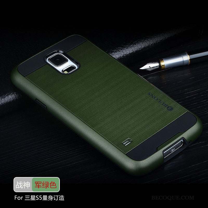 Samsung Galaxy S5 Fluide Doux Coque De Téléphone Tissu Vert Border Étui