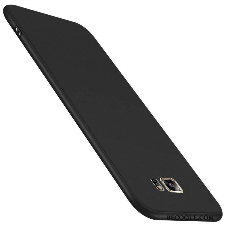 Samsung Galaxy S6 Coque Fluide Doux Protection Noir Silicone Délavé En Daim Incassable