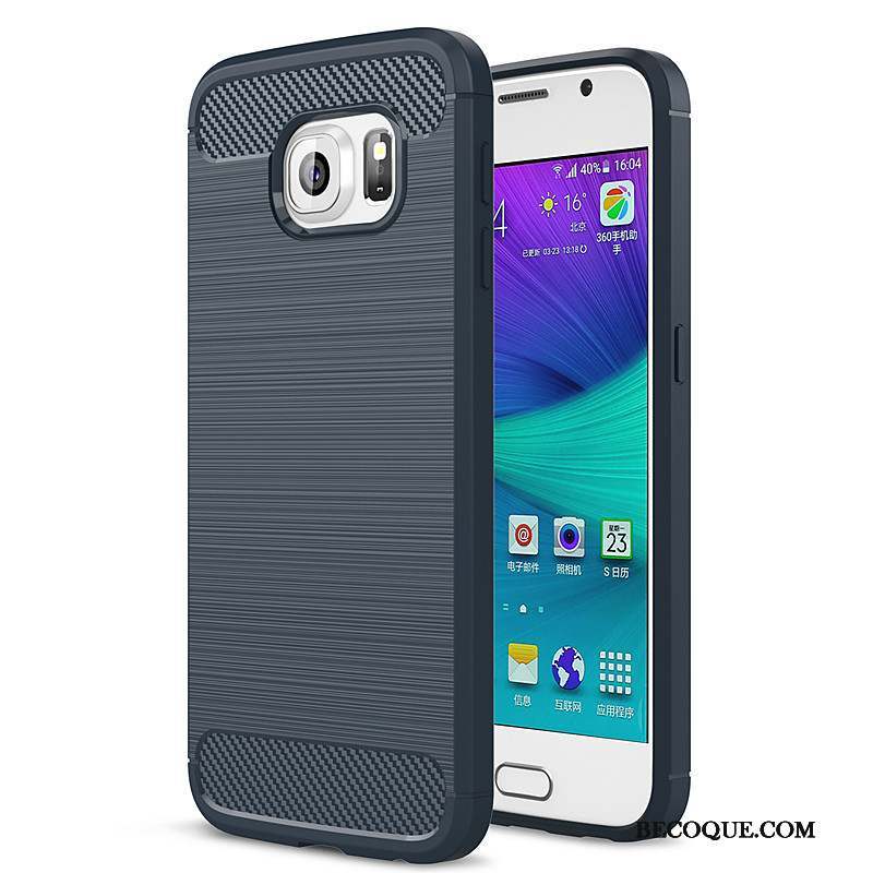 Samsung Galaxy S6 Coque Étui Silicone Fluide Doux Tout Compris Bleu Protection