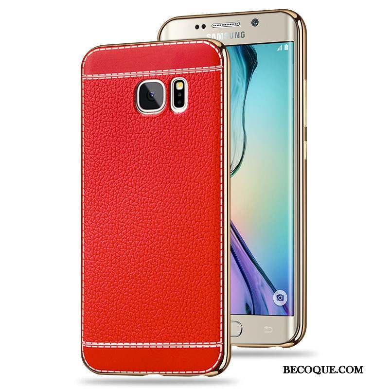Samsung Galaxy S6 Edge Coque De Téléphone Protection Silicone Incassable Modèle Fleurie Rouge