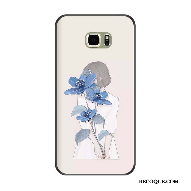 Samsung Galaxy S6 Edge + Coque Noir Tout Compris Blanc Fluide Doux Dessin Animé Protection