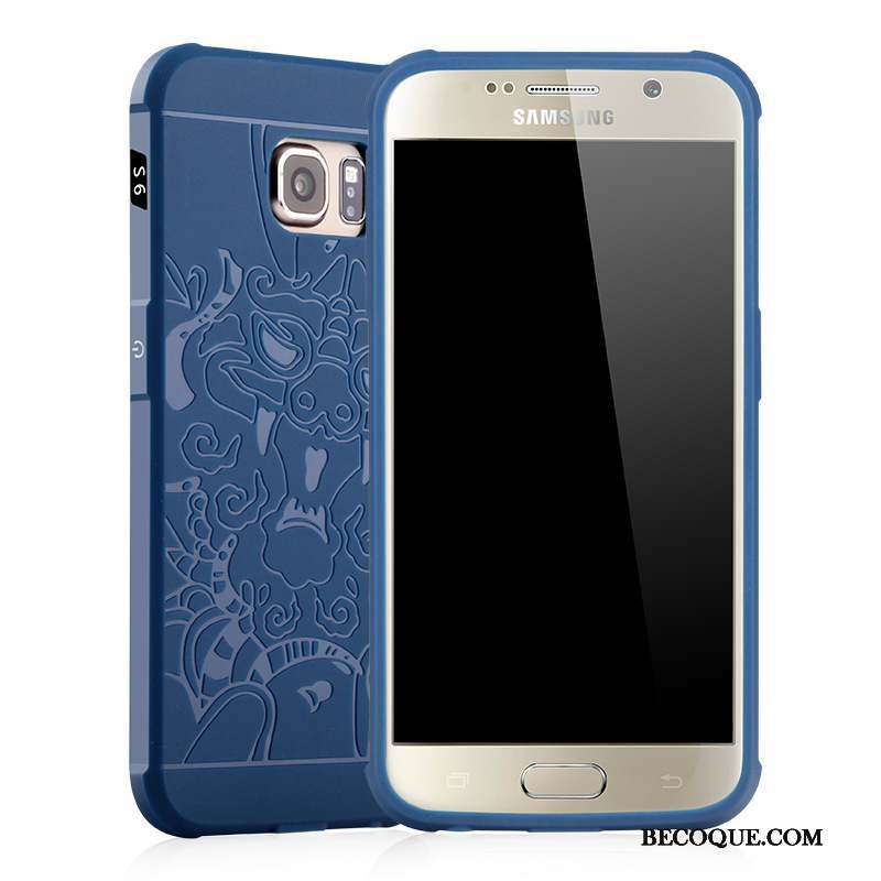 Samsung Galaxy S6 Edge Coque Personnalité Étui Tendance Bleu Fluide Doux