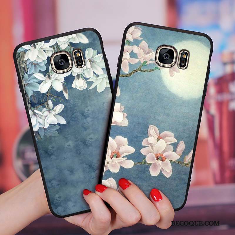 Samsung Galaxy S6 Edge + Coque Étui Fleur Vent Tout Compris Silicone Vintage