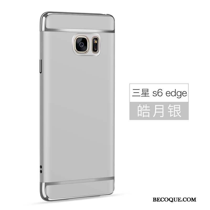 Samsung Galaxy S6 Edge Délavé En Daim Protection Argent Coque De Téléphone Difficile Étui