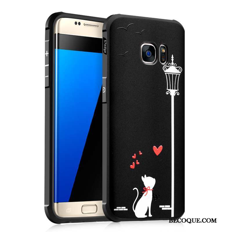 Samsung Galaxy S6 Edge Noir Fluide Doux Silicone Coque De Téléphone Incassable Protection