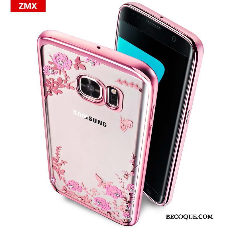 Samsung Galaxy S6 Edge Étui Coque De Téléphone Fluide Doux Silicone Rose Téléphone Portable