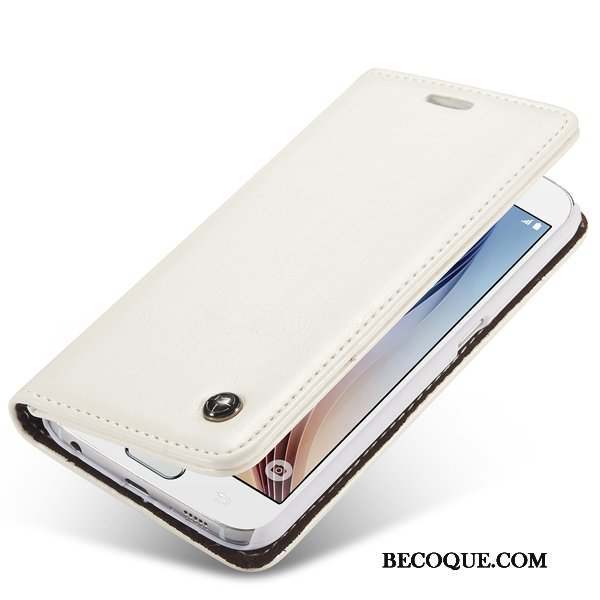Samsung Galaxy S6 Housse Protection Blanc Incassable Coque Étui En Cuir