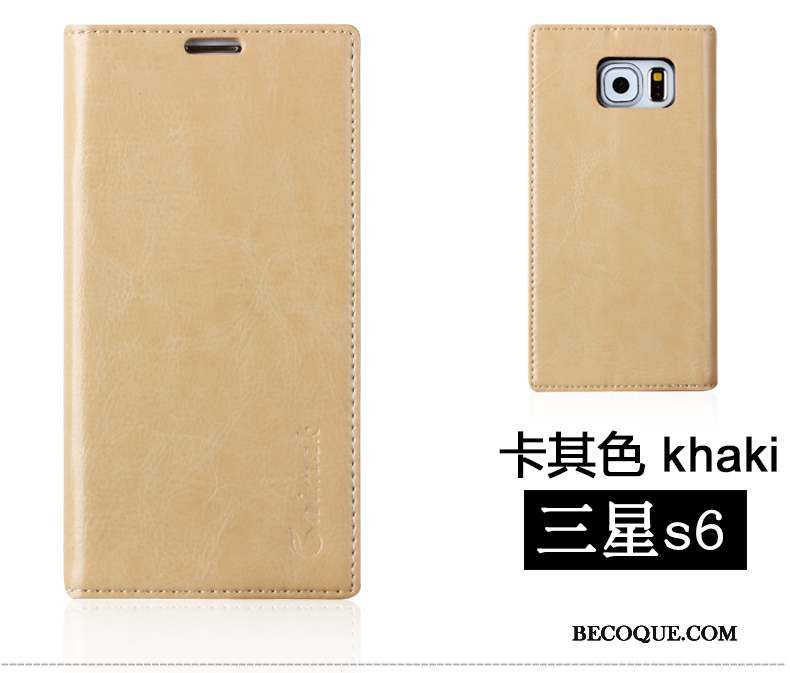 Samsung Galaxy S6 Kaki Protection Étui Coque Téléphone Portable Étui En Cuir