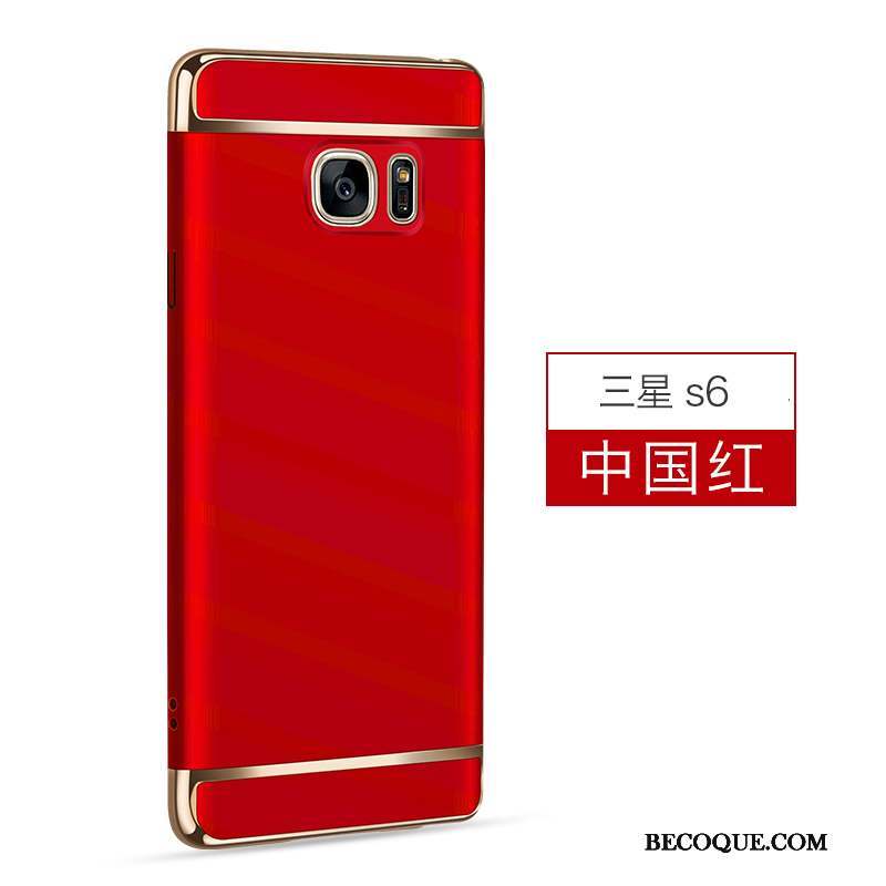 Samsung Galaxy S6 Protection Délavé En Daim Coque De Téléphone Personnalité Étui Rouge