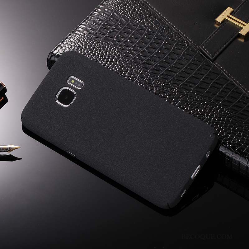 Samsung Galaxy S6 Étui Coque De Téléphone Délavé En Daim Difficile Protection Noir