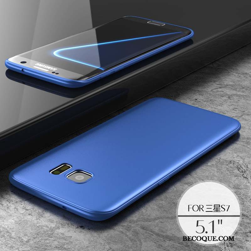 Samsung Galaxy S7 Bleu Silicone Coque De Téléphone Protection Fluide Doux