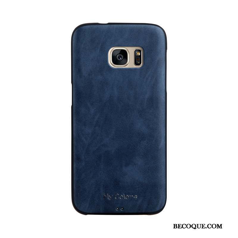 Samsung Galaxy S7 Coque De Téléphone Fluide Doux Étui Similicuir Business Bleu