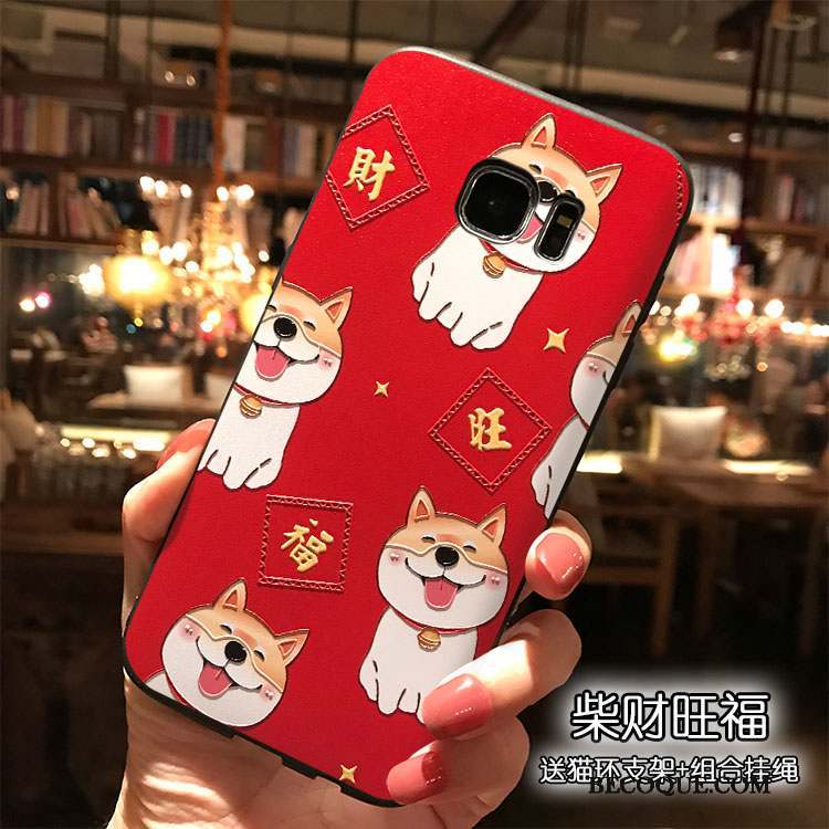 Samsung Galaxy S7 Coque Rouge Étui Tendance Charmant Dessin Animé Tout Compris