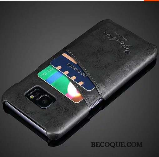 Samsung Galaxy S7 Edge Carte Luxe Étui Protection Noir Coque De Téléphone