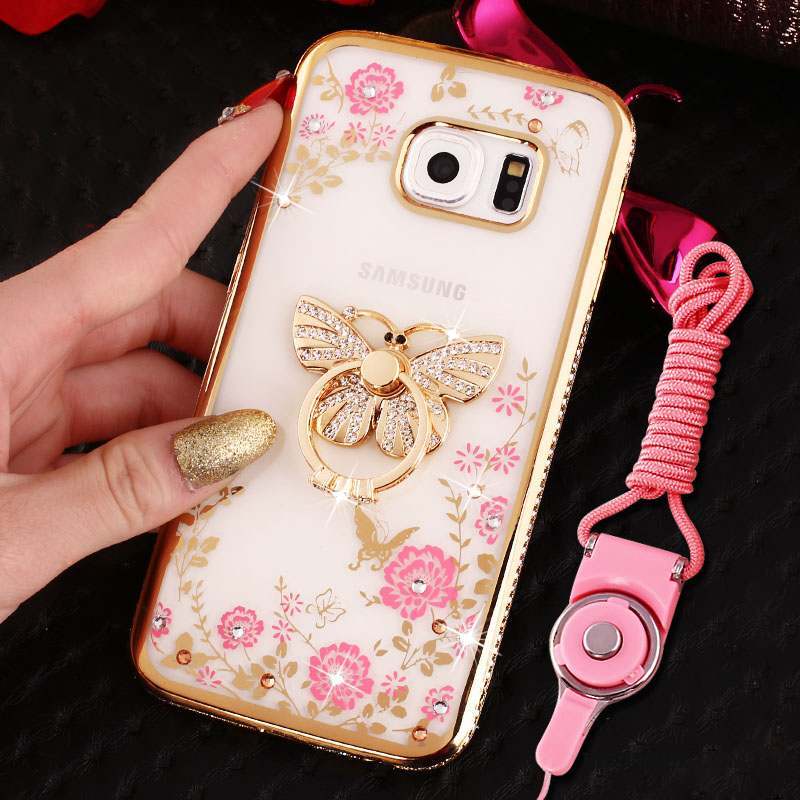 Samsung Galaxy S7 Edge Coque Anneau Strass Silicone Étui Téléphone Portable Incassable