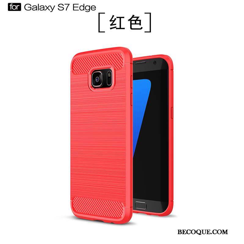 Samsung Galaxy S7 Edge Coque Nouveau Soie Silicone Protection Étui Rouge