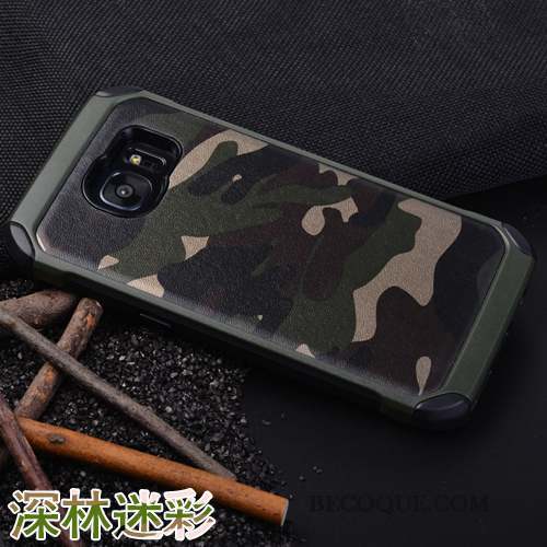 Samsung Galaxy S7 Edge Coque Personnalité Vert Camouflage Incassable Étui Protection