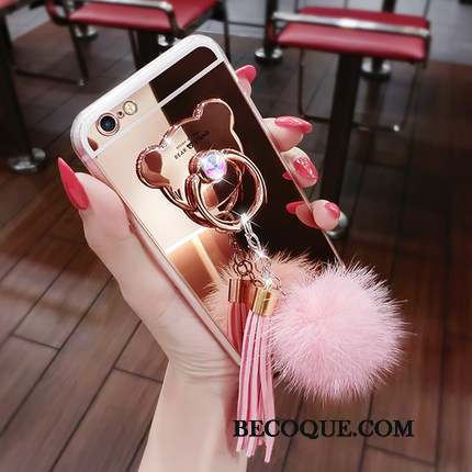 Samsung Galaxy S7 Edge Coque Rose Silicone Pompon À Franges Anneau Boucle