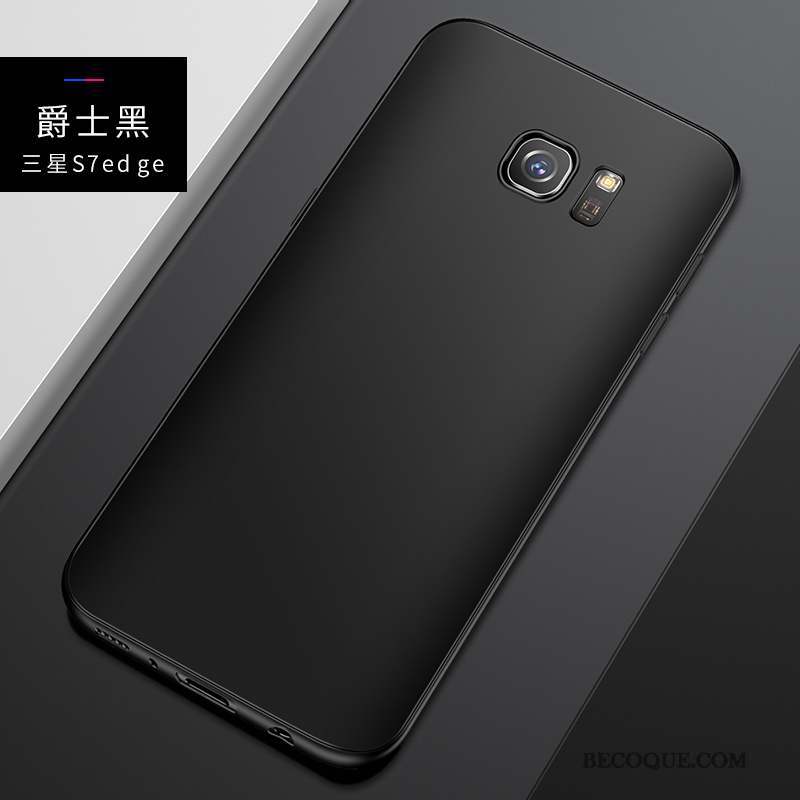 Samsung Galaxy S7 Edge Délavé En Daim Incassable Noir Tendance Silicone Coque