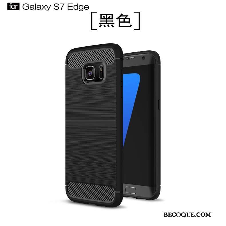 Samsung Galaxy S7 Edge Noir Soie Incassable Coque De Téléphone Fluide Doux