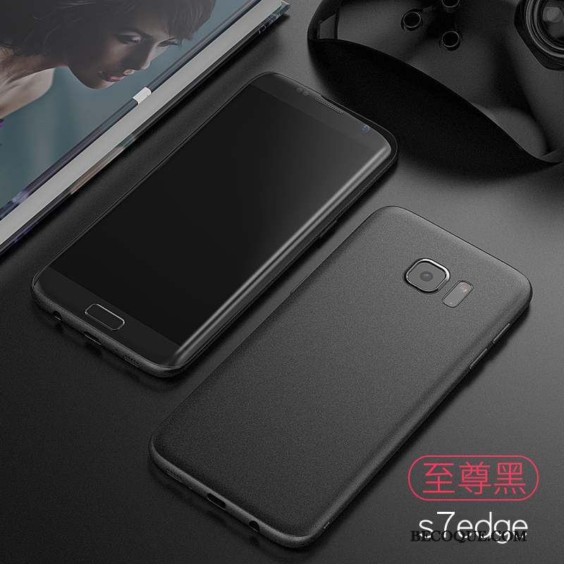 Samsung Galaxy S7 Edge Simple Incassable Coque De Téléphone Très Mince Noir Étui
