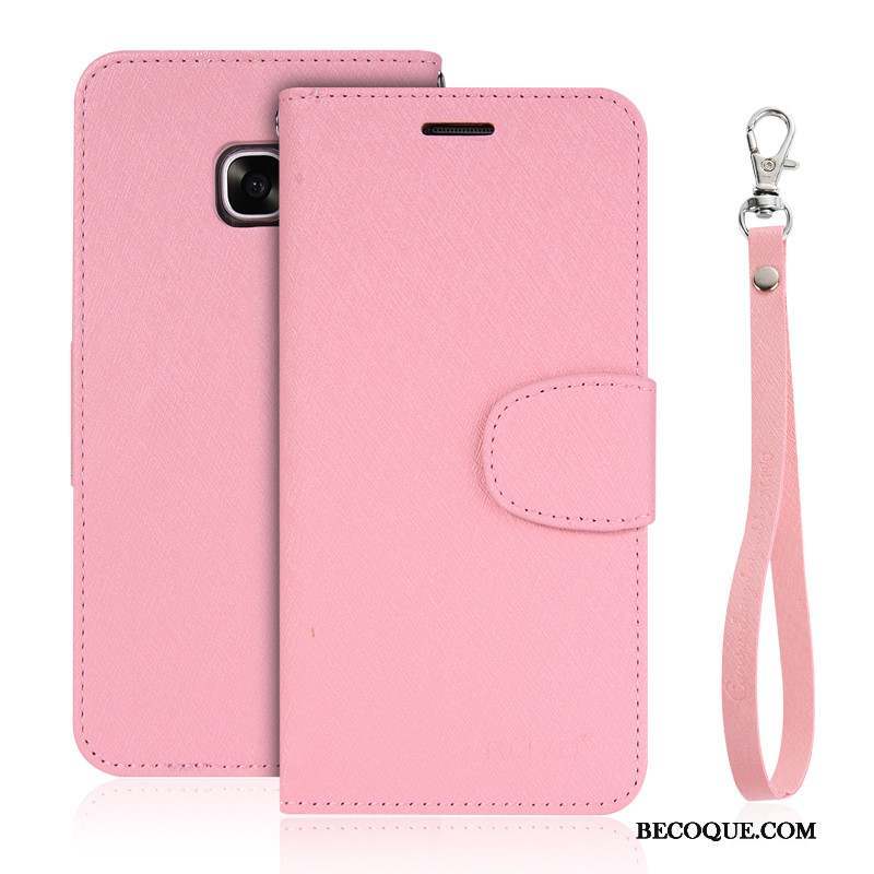 Samsung Galaxy S7 Edge Étui En Cuir Fluide Doux Silicone Rose Coque Clamshell