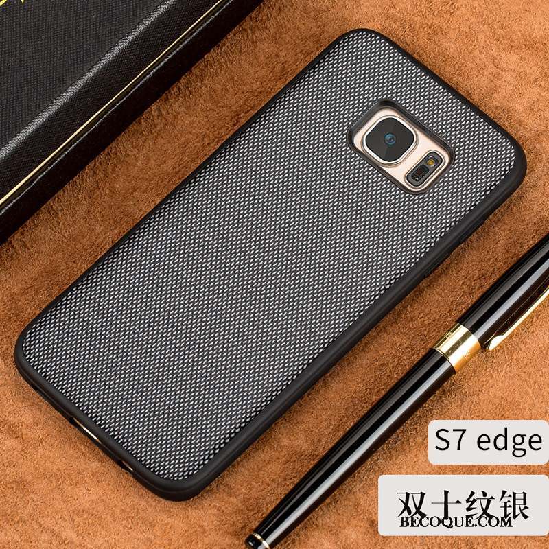 Samsung Galaxy S7 Edge Étui En Cuir Luxe Coque Élégant Cuir Véritable Silicone