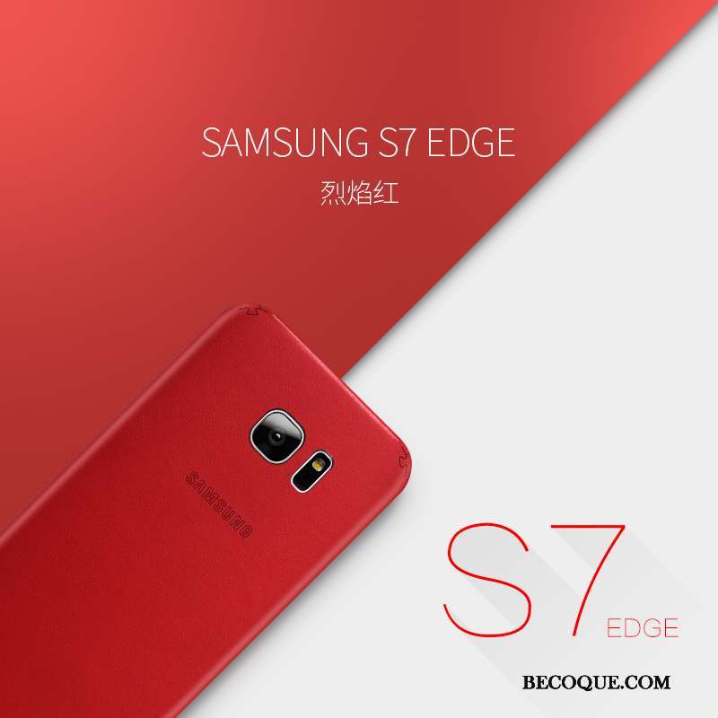 Samsung Galaxy S7 Edge Étui Protection Coque De Téléphone Rouge Cuir Véritable Créatif