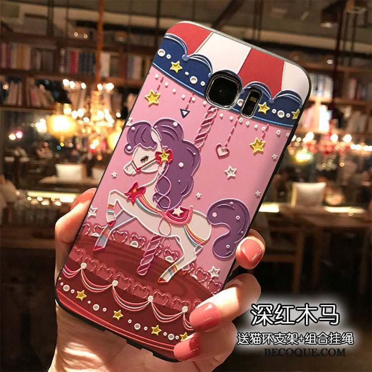 Samsung Galaxy S7 Tendance Rose Personnalité Silicone Dessin Animé Coque De Téléphone