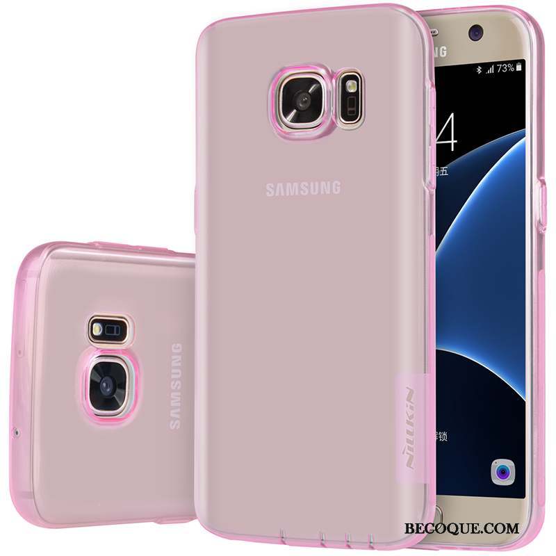 Samsung Galaxy S7 Étui Coque De Téléphone Transparent Rose Or Fluide Doux