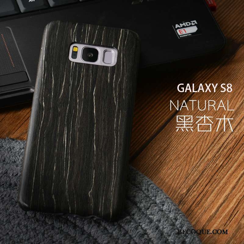 Samsung Galaxy S8+ Bois Massif Coque Cadeau Étui Protection Noir