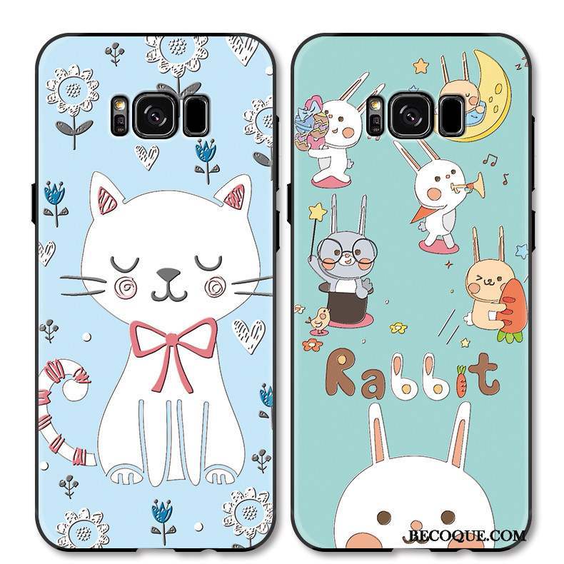 Samsung Galaxy S8 Coque Bleu Clair Dessin Animé Étui Gaufrage Incassable Charmant