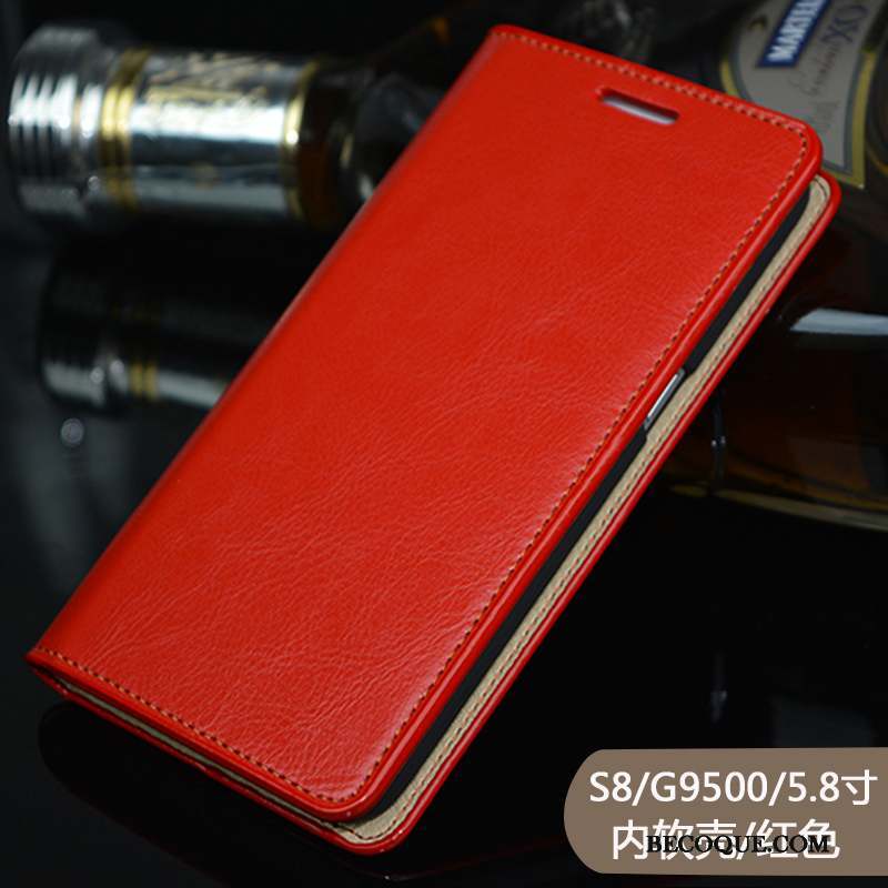 Samsung Galaxy S8+ Coque Cuir Véritable Housse Business Téléphone Portable Tout Compris Rouge