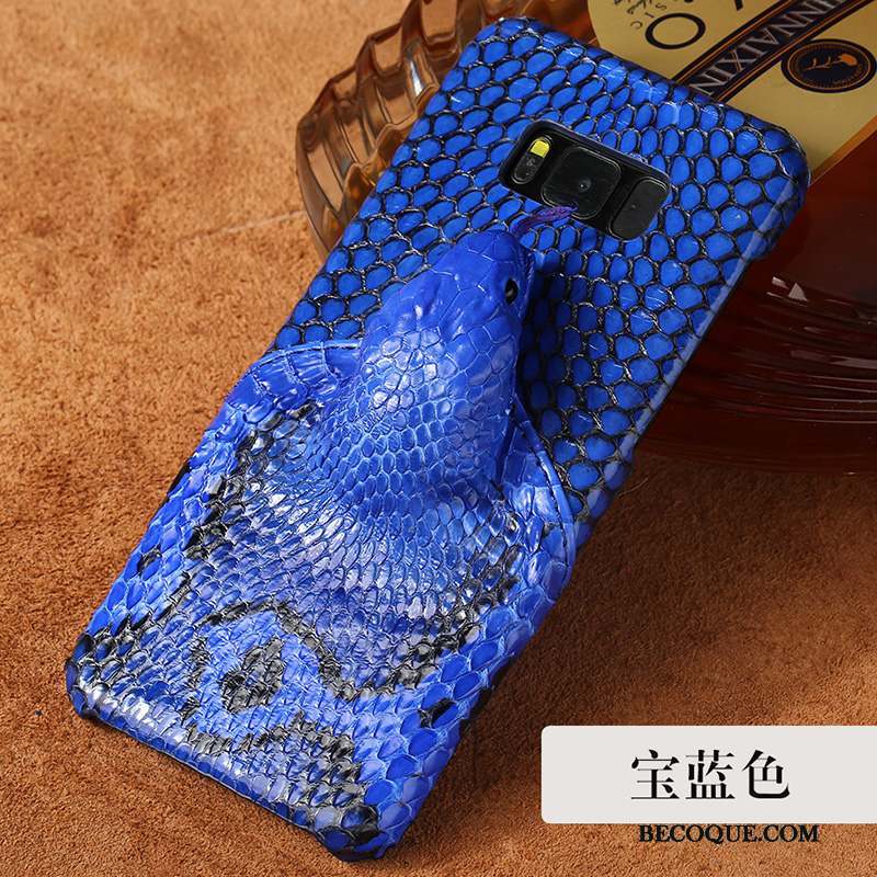 Samsung Galaxy S8 Coque De Téléphone Anneau Tendance Étui En Cuir Boucle Bleu