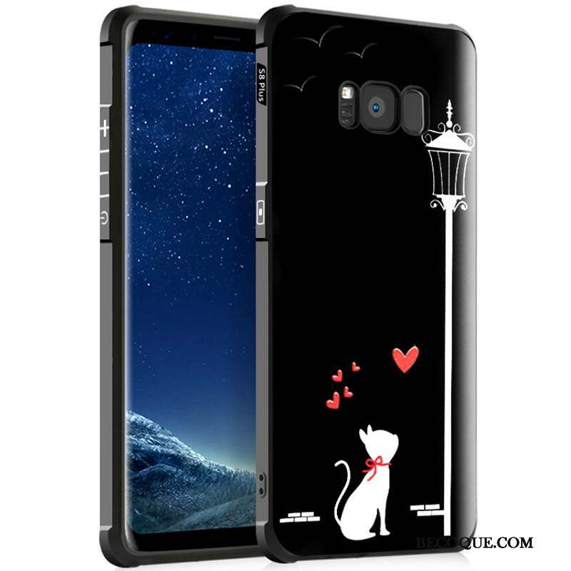 Samsung Galaxy S8+ Coque De Téléphone Protection Silicone Délavé En Daim Noir Étui