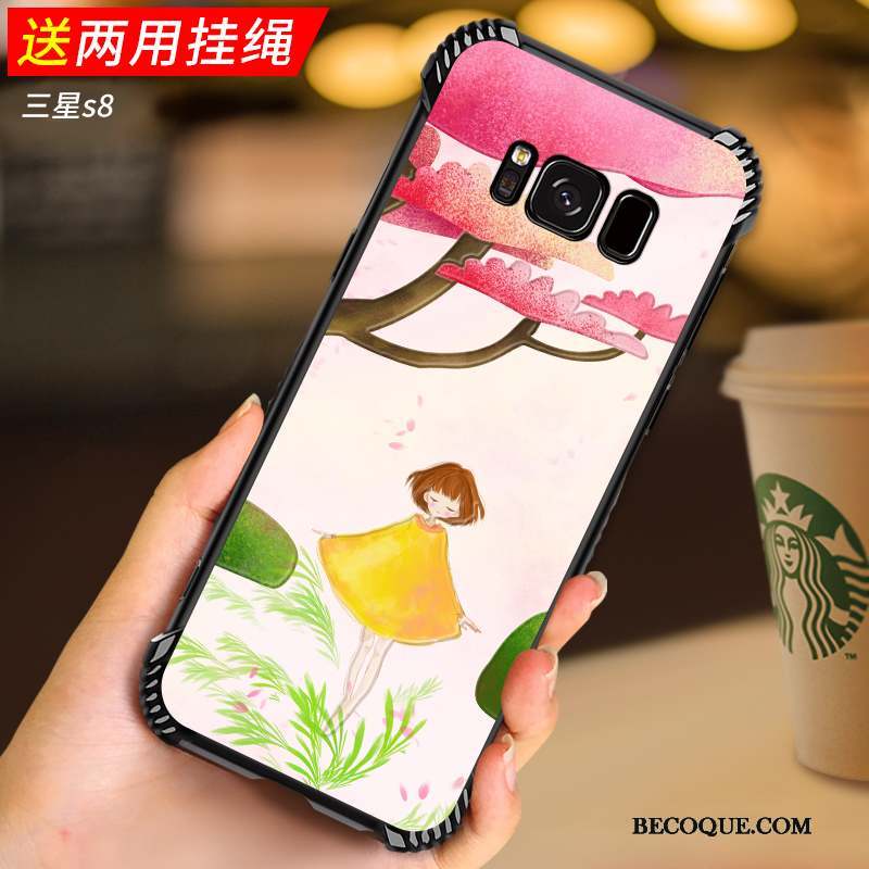 Samsung Galaxy S8 Coque Personnalité Fluide Doux Protection Rose Incassable Tendance