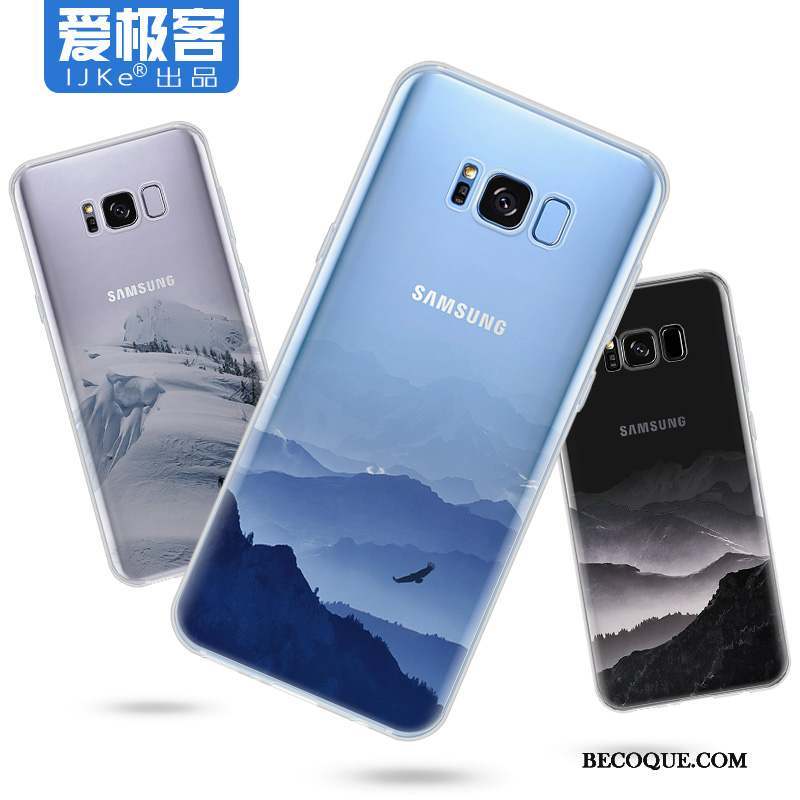 Samsung Galaxy S8 Coque Protection Étui Paysage Transparent Incassable Bleu