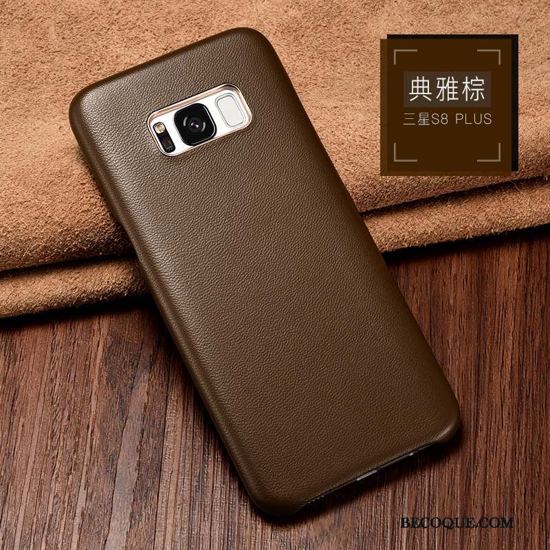 Samsung Galaxy S8+ Coque Téléphone Portable Cuir Véritable Protection Luxe Tendance