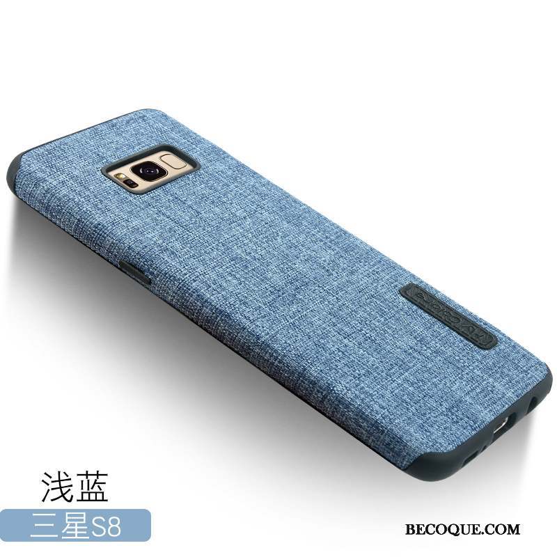 Samsung Galaxy S8+ Coque Étui Protection Tissu Tendance Bleu Clair Tout Compris
