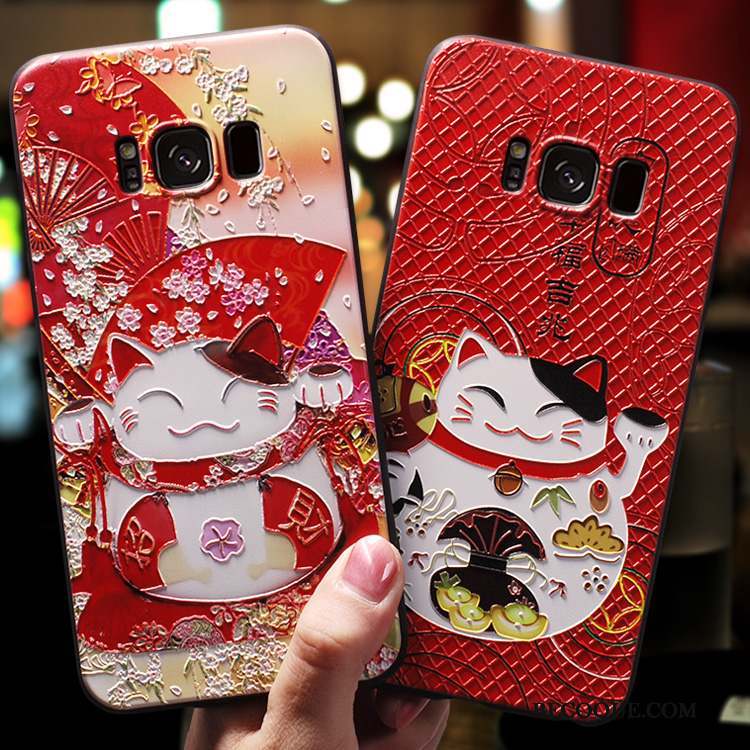 Samsung Galaxy S8+ Incassable Marque De Tendance Chat Coque De Téléphone Personnalité Rouge